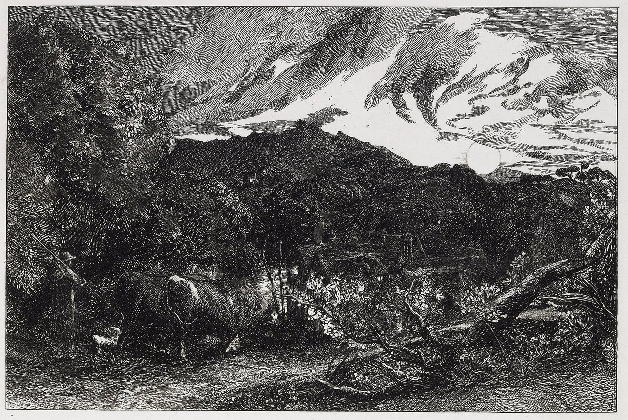थके हुए हल, 1858 (नक़्क़ाशी और drypoint) द्वारा सैमुअल पामर