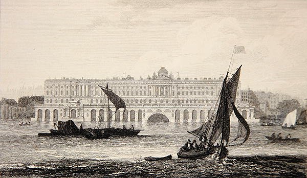 टेम्स नदी से समरसेट हाउस का दृश्य, डब्ल्यूबी कुक (1778-1855) 1814 (उत्कीर्णन) द्वारा उकेरा गया द्वारा सैमुअल (बाद में) ओवेन