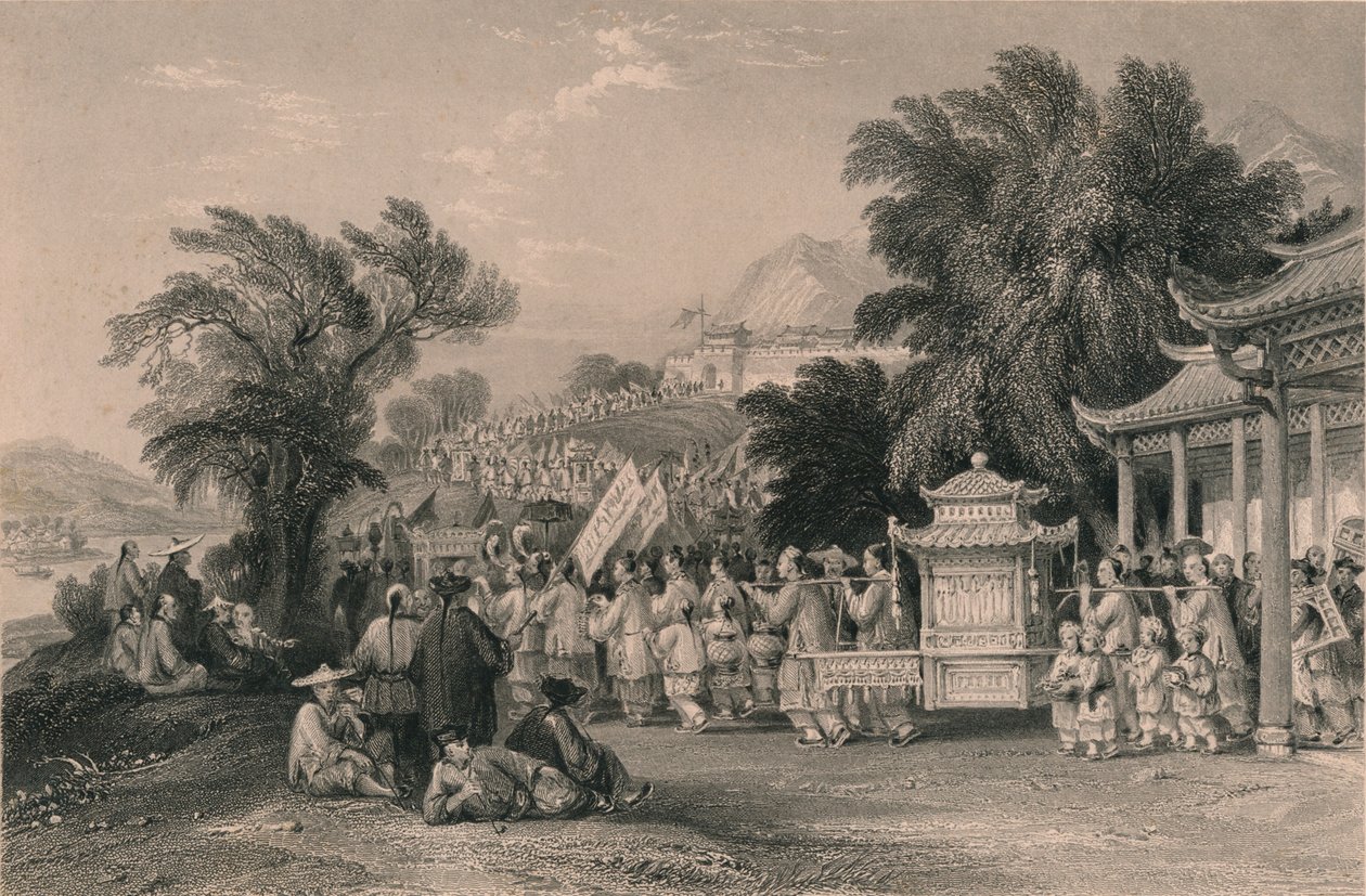 ब्लू-क्लाउड क्रीक, चिन-कीन-फू, सी 1843-1858 में विवाह का जुलूस। द्वारा सैमुअल ब्रैडशॉ