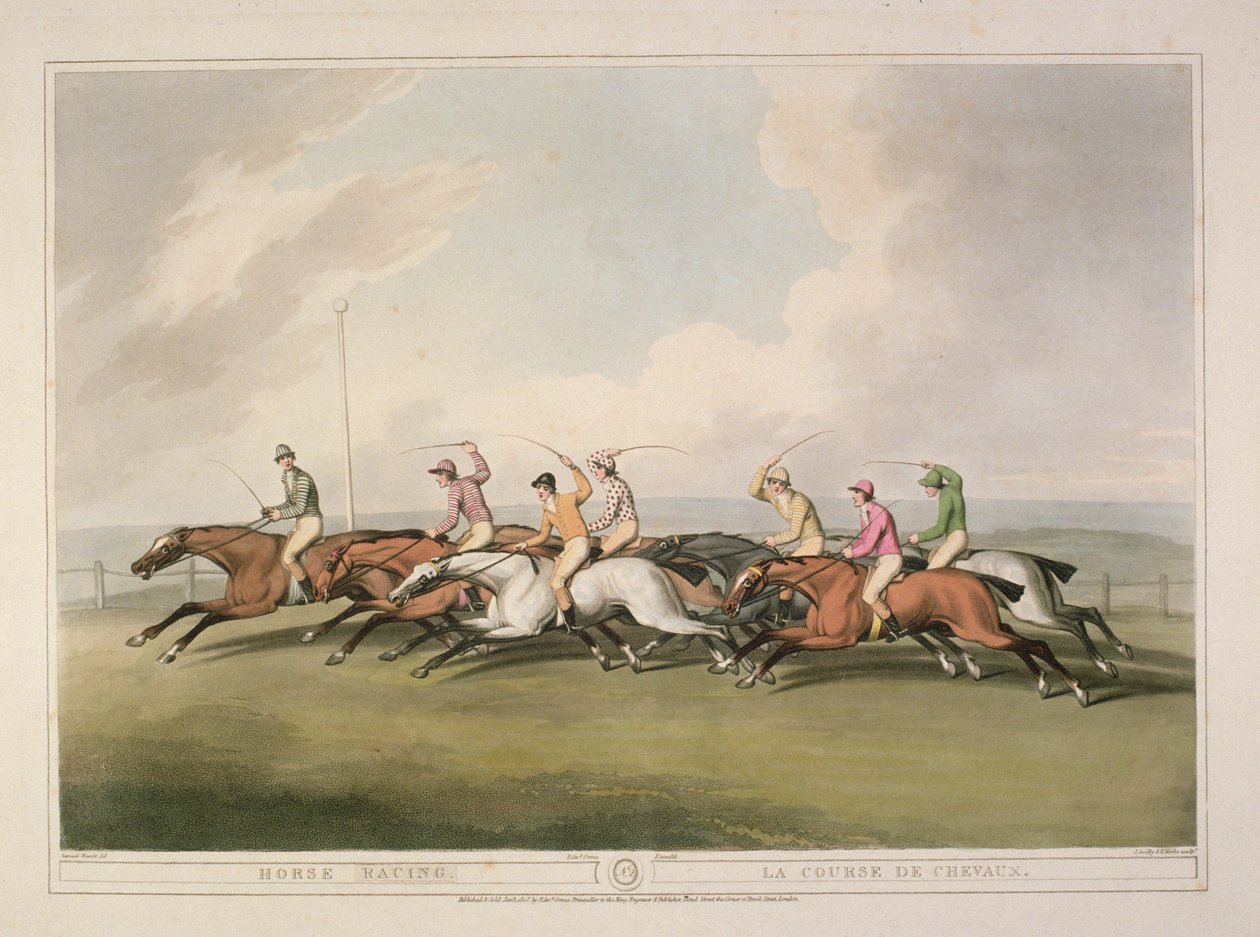 ब्रिटिश फील्ड स्पोर्ट प्रिंट, 1807 के ऑरमे के संग्रह से घुड़दौड़ द्वारा सैमुअल होवेट