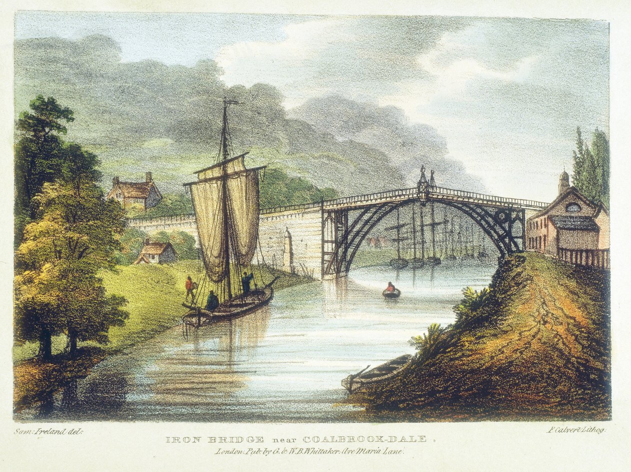 आयरनब्रिज, कोलब्रुकडेल, इंग्लैंड में सेवर्न के पार लोहे का पुल, 1779 1795 में बनाया गया द्वारा सैमुअल आयरलैंड