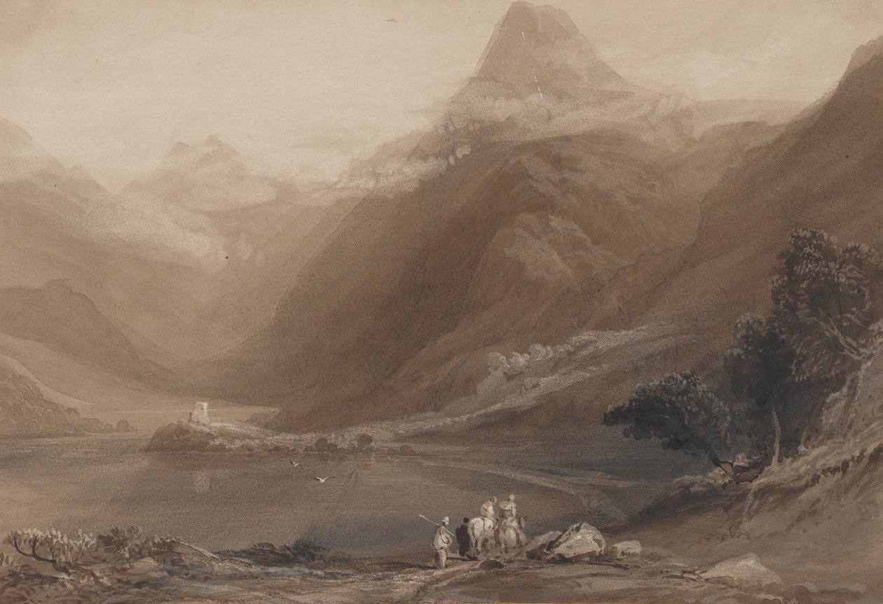 लल्लनबेरिस झील, उत्तरी वेल्स, 1820-30। द्वारा सैमुअल जैक्सन