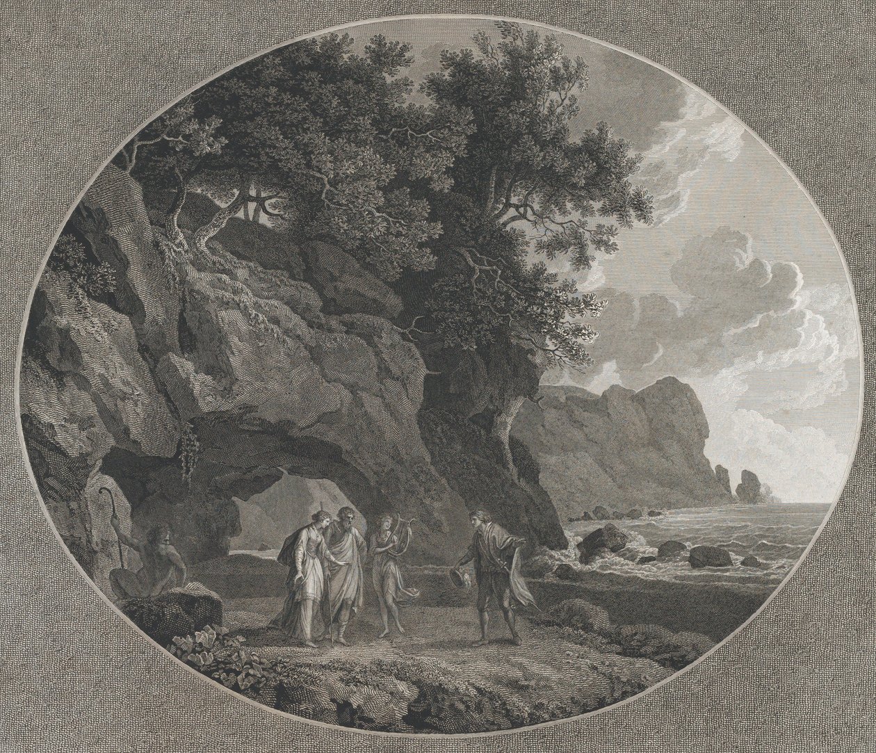 द टेम्पेस्ट, एक्ट I: फर्डिनेंड और मिरांडा, 1788। द्वारा सैमुअल मिडिमन