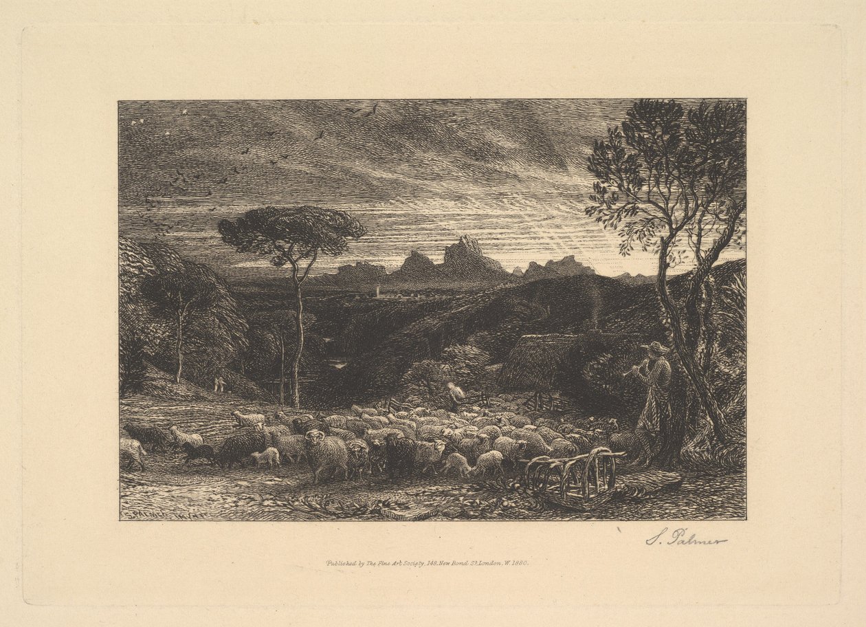फोल्ड खोलना, या अर्ली मॉर्निंग, 1880। द्वारा सैमुअल पामर