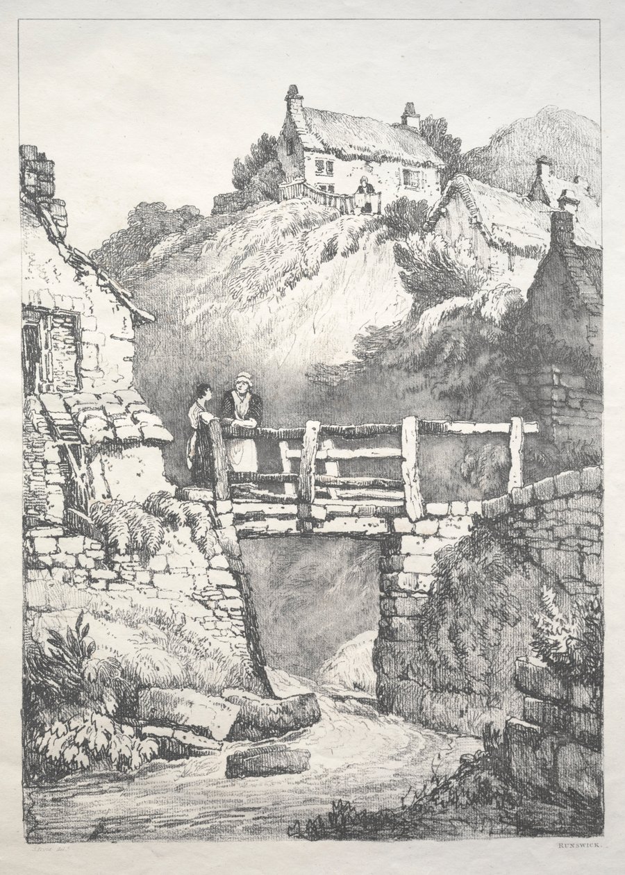 इंग्लैंड के उत्तर में प्राचीन इमारतों और ग्रामीण कॉटेज की एक श्रृंखला: रनस्विक, 1821। द्वारा सैमुअल प्राउट