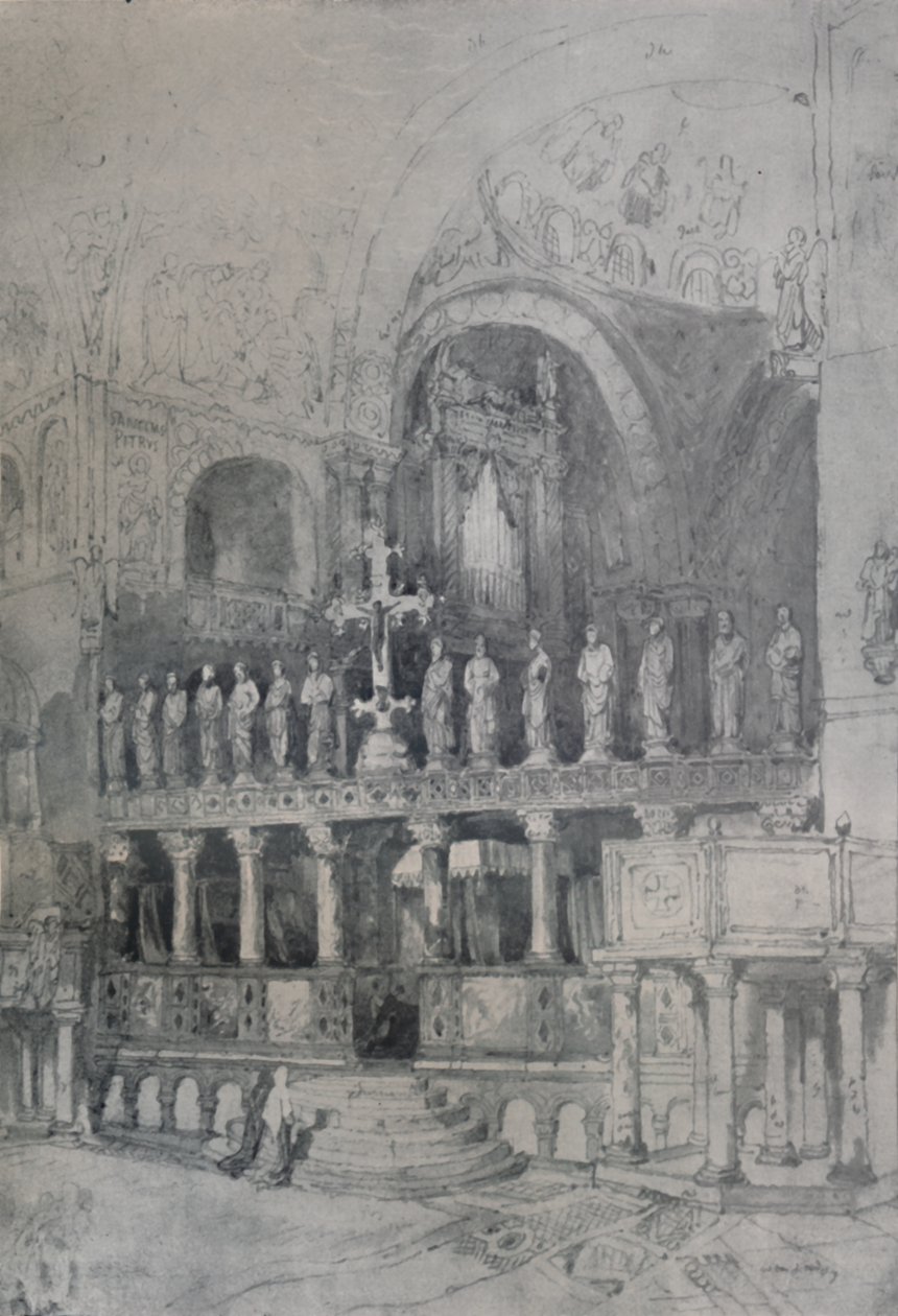 सेंट मार्क्स का इंटीरियर, c1830, 1925। द्वारा सैमुअल प्राउट