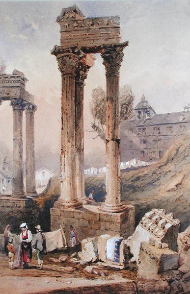 वेस्पासियन का मंदिर (कागज पर जल रंग) द्वारा सैमुअल प्राउट