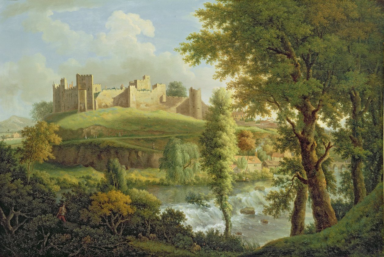 डिनहम वीर के साथ लुडलो कैसल, दक्षिण-पश्चिम से, c.1765-69 (कैनवास पर तेल) द्वारा सैमुअल स्कॉट