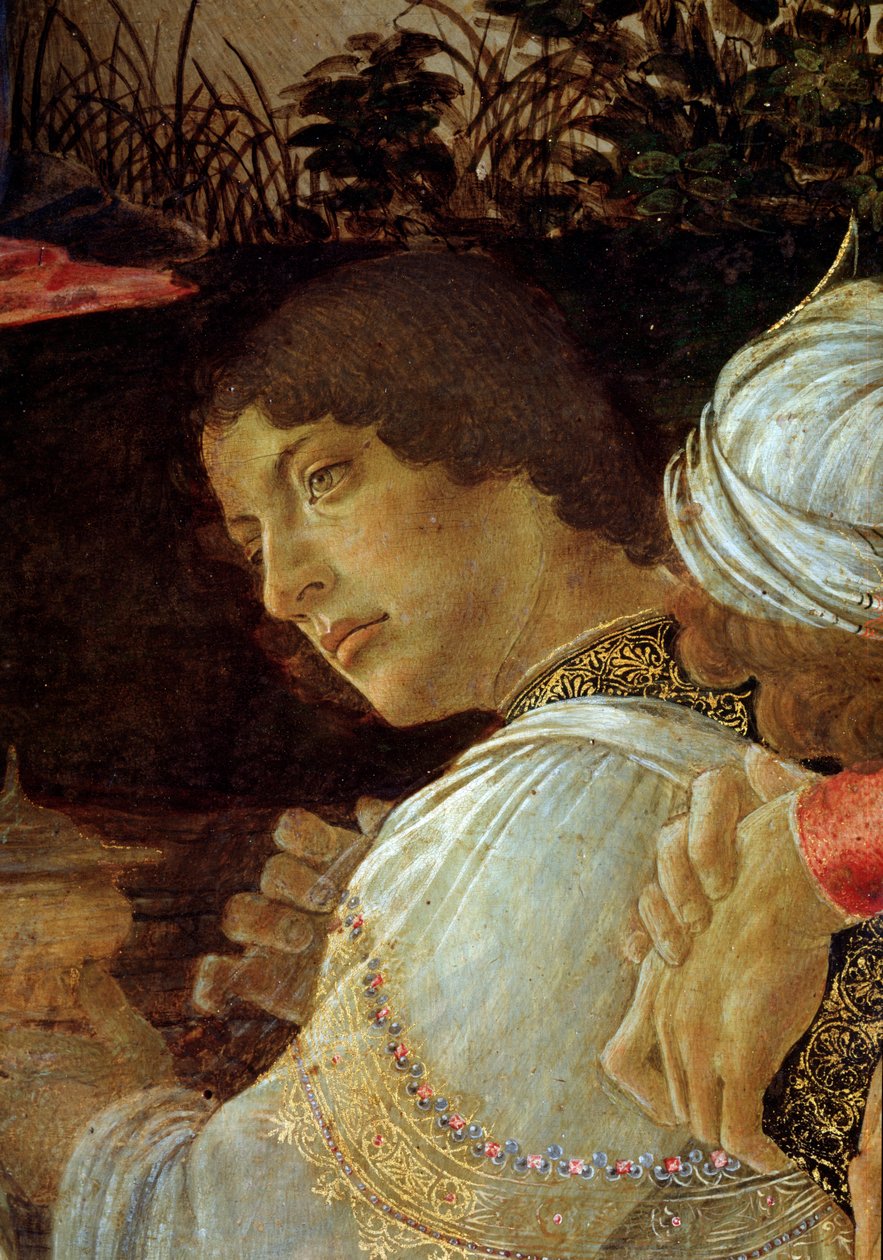 मागी की आराधना, Giuliano de'Medici का विवरण (लकड़ी पर तापमान द्वारा सैंड्रो बॉटलिकली