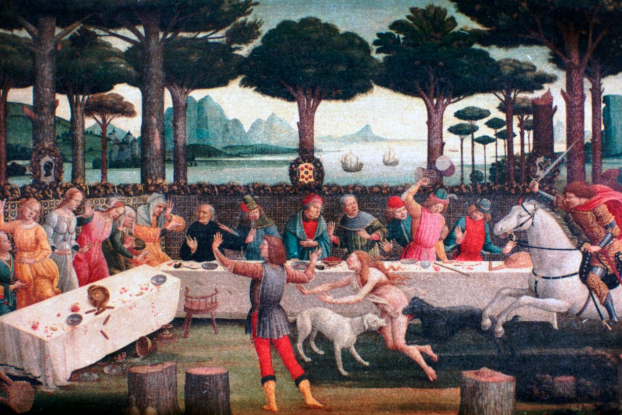 पाइन वन में भोज, 1482-1483 द्वारा सैंड्रो बॉटलिकली