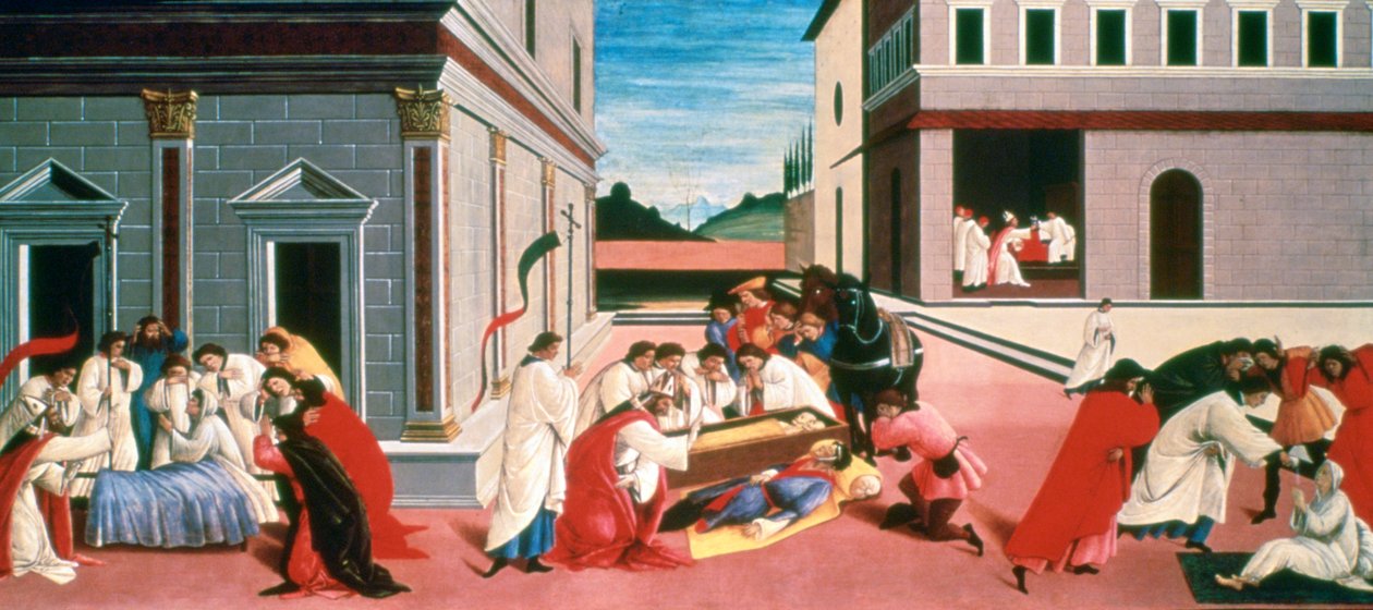सेंट ज़ेनोबियस के तीन चमत्कार, 1500-1505 द्वारा सैंड्रो बॉटलिकली