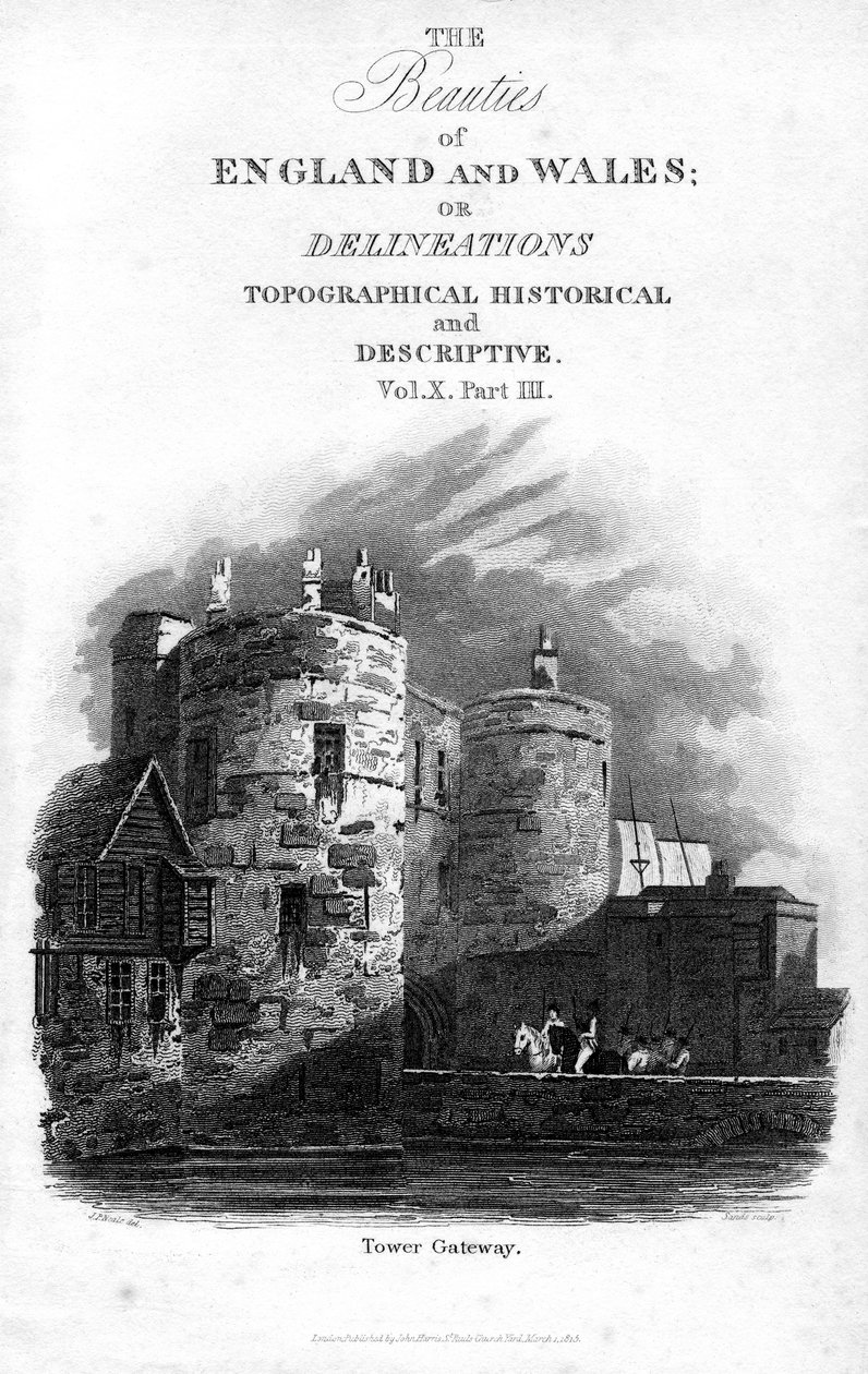 टॉवर गेटवे, टॉवर ऑफ़ लंदन, 1815। द्वारा रेत