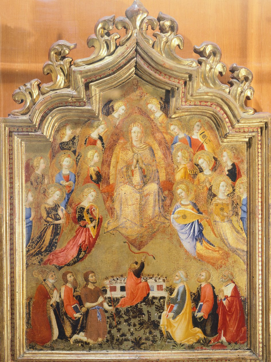 सानो डि पिएत्रो (1406-1481) द्वारा वर्जिन की मान्यता, ऊपरी खंड का विवरण द्वारा Sano di भी Ansano di Pietro di Mencio Pietro