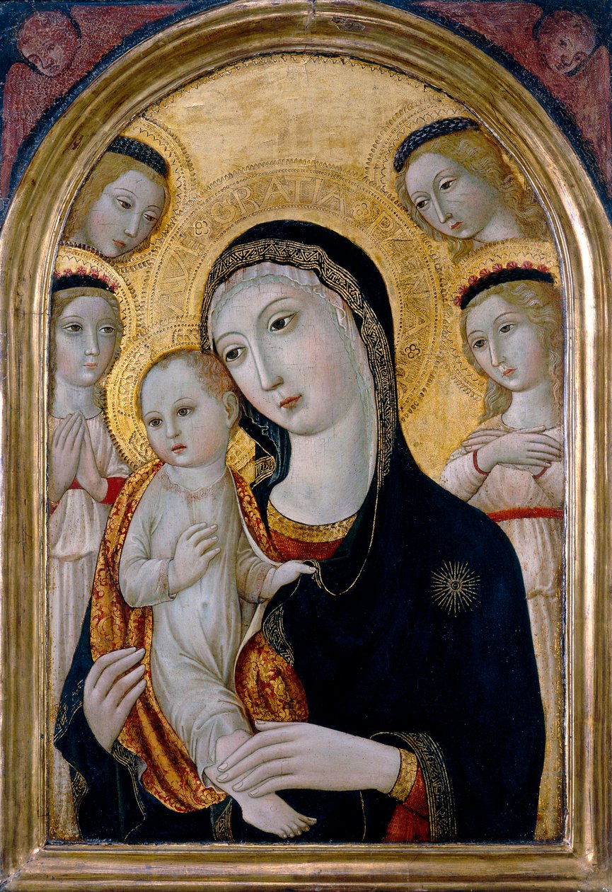 मैडोना एंड चाइल्ड विद एंजल्स, c.1480 द्वारा Sano di भी Ansano di Pietro di Mencio (Pietro की कार्यशाला)