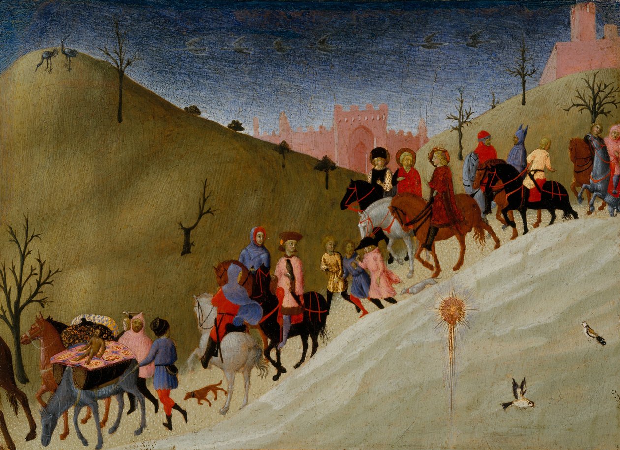 मैगी की यात्रा, c.1433-5 (लकड़ी पर तड़का और सोना) द्वारा स्टेफानो ससेट्टा