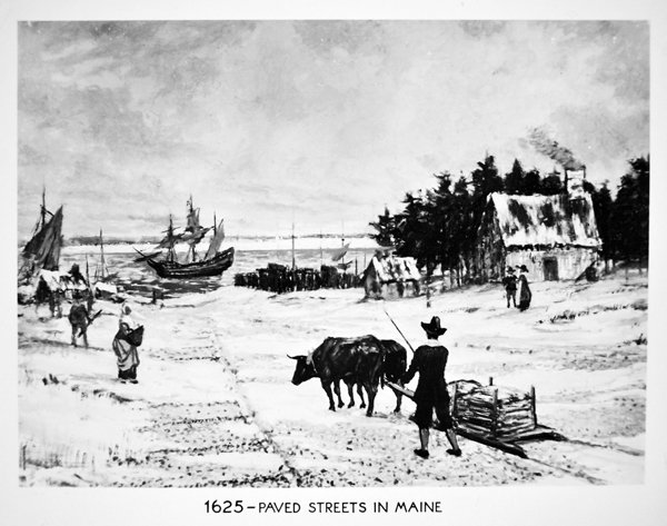 1625 में मेन में पक्की सड़कें (लिथो) द्वारा स्कूल अमेरिकी