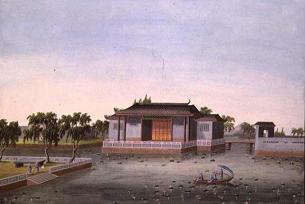 वाटर गार्डन, c.1820-40 (कागज पर पानी के रंग का) द्वारा स्कूल चीनी