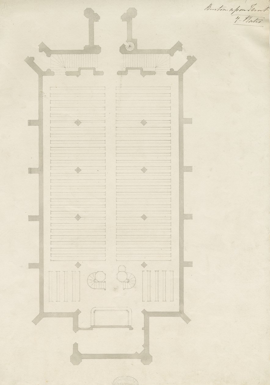 बर्टन-ऑन-ट्रेंट - पवित्र ट्रिनिटी चर्च: ड्राइंग, एनडी [ 1820s] (ड्राइंग) द्वारा स्कूल की अंग्रेजी