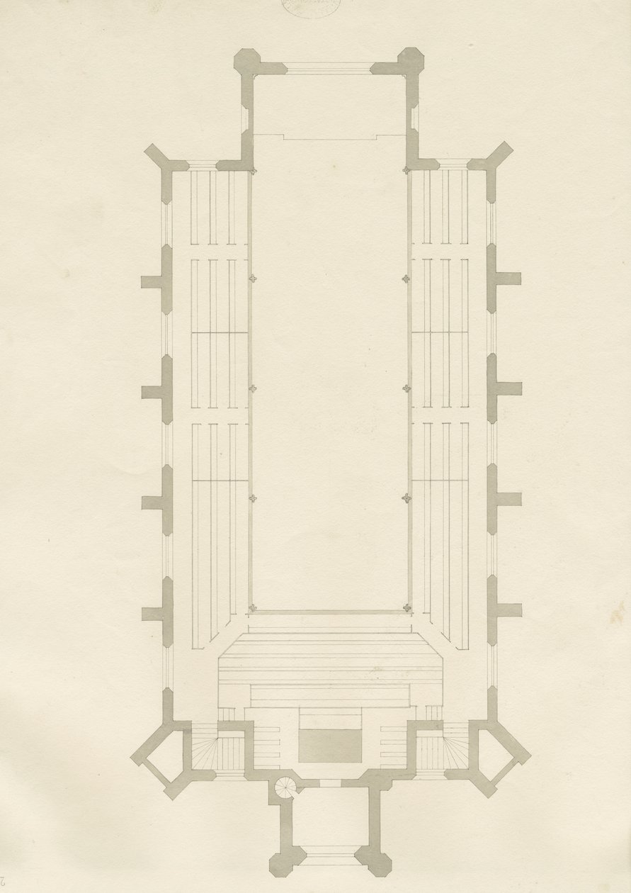बर्टन-ऑन-ट्रेंट - होली ट्रिनिटी चर्च: ड्राइंग, एन डी [?1820s] (ड्राइंग) द्वारा स्कूल की अंग्रेजी