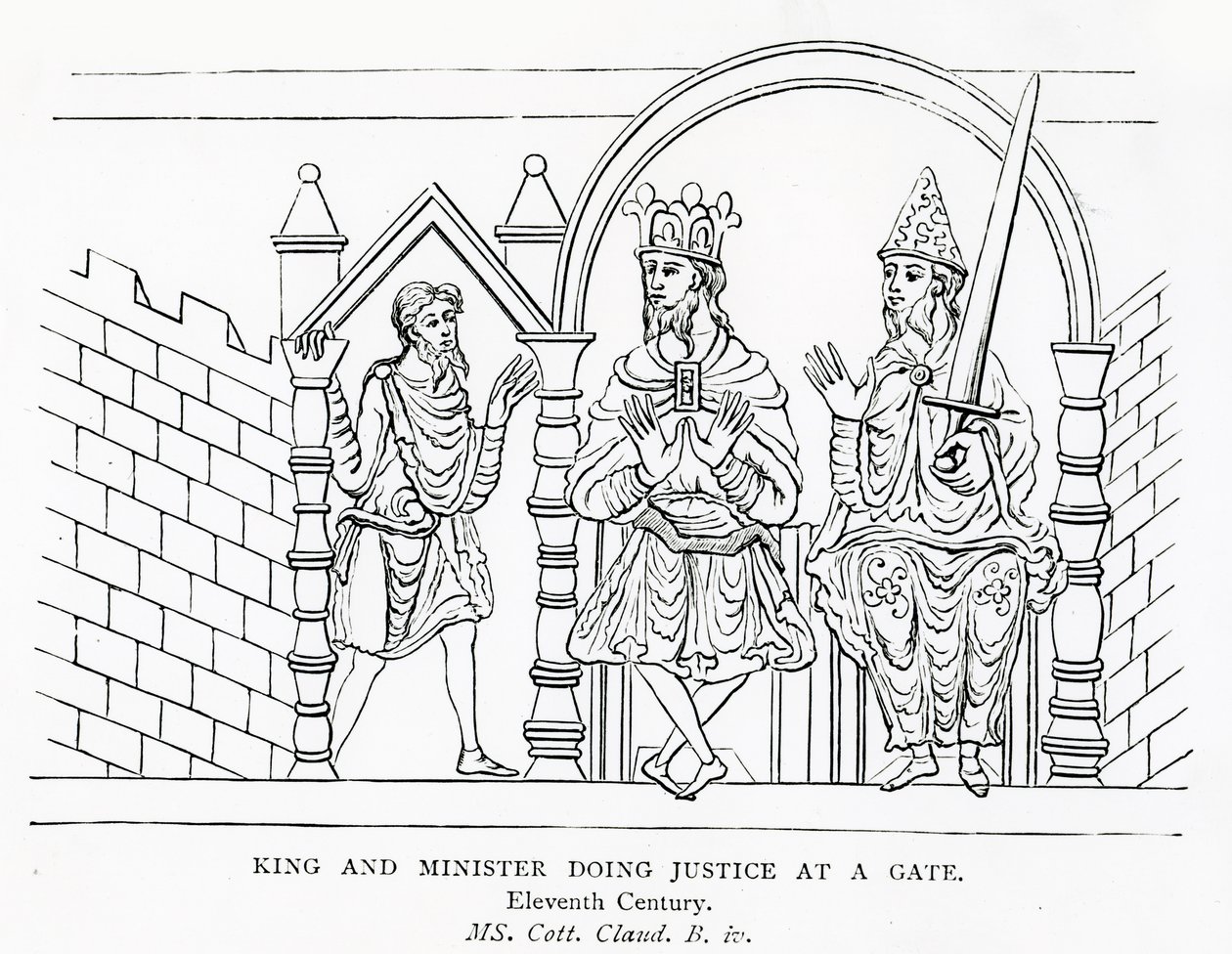 एमएस कॉट। क्लाड बी IV राजा और मंत्री एक द्वार पर न्याय कर रहे हैं द्वारा स्कूल की अंग्रेजी