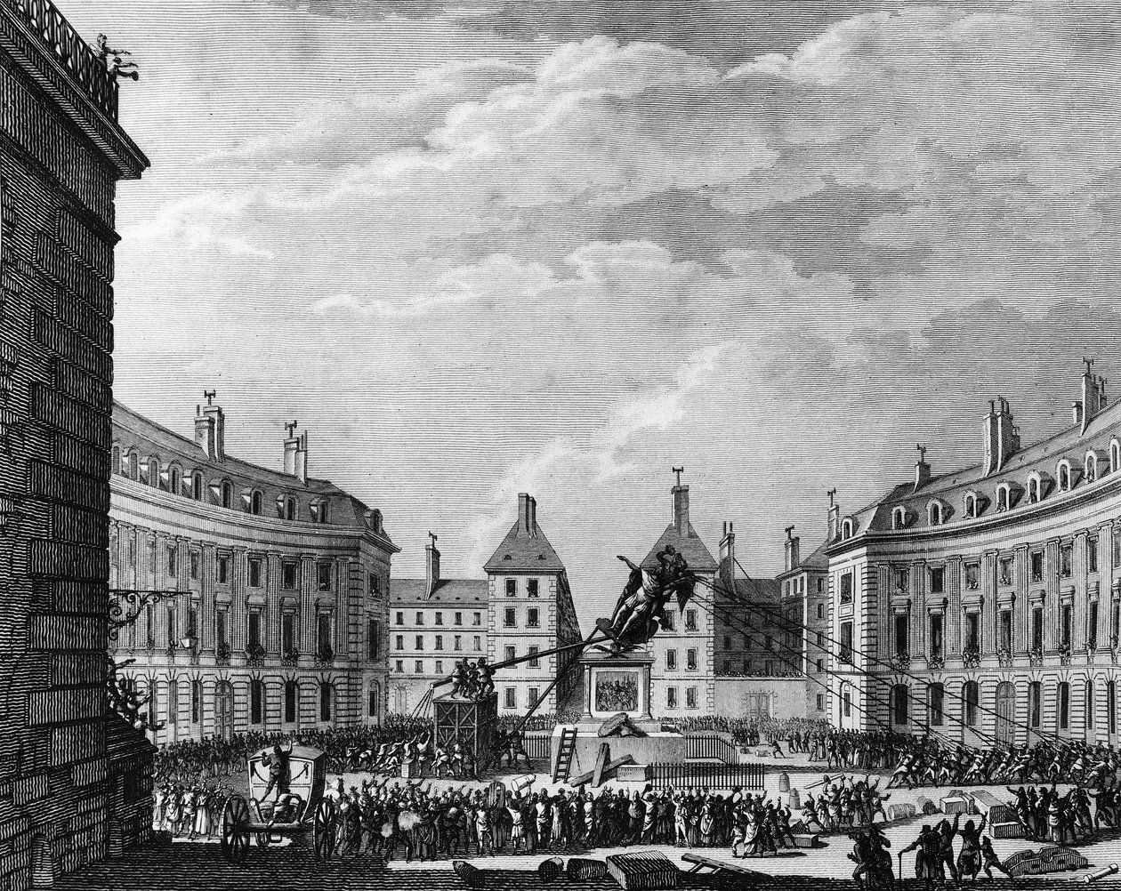 फ्रांसीसी क्रांति: 11 Revolution को पेरिस में जीत के लिए राजा लुई XIV की प्रतिमा को गिराया गया द्वारा स्कूल फ्रेंच