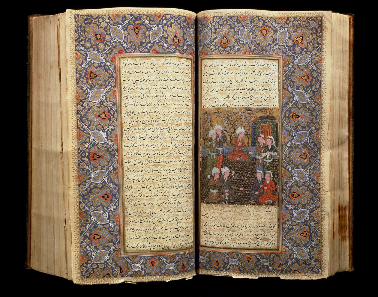 एक खुली सफ़विद पांडुलिपि पुस्तक का दोहरा पृष्ठ (1502-1722) (ईरान) 1650 काहिरा, इस्लामी कला संग्रहालय द्वारा स्कूल ईरानी
