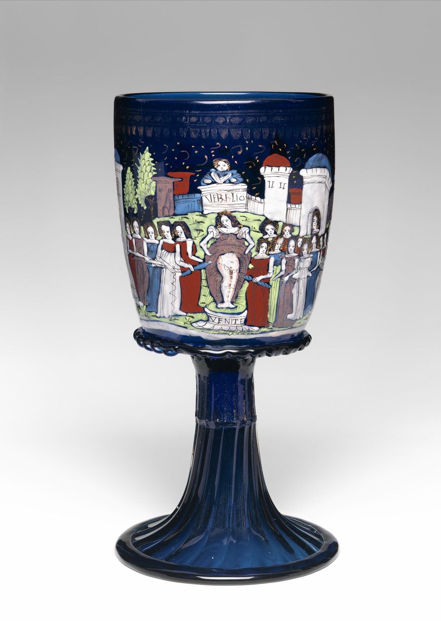 गोब्लेट, c.1475-1500 (कांच, तामचीनी और सोने का पानी चढ़ा हुआ) द्वारा स्कूल इतालवी