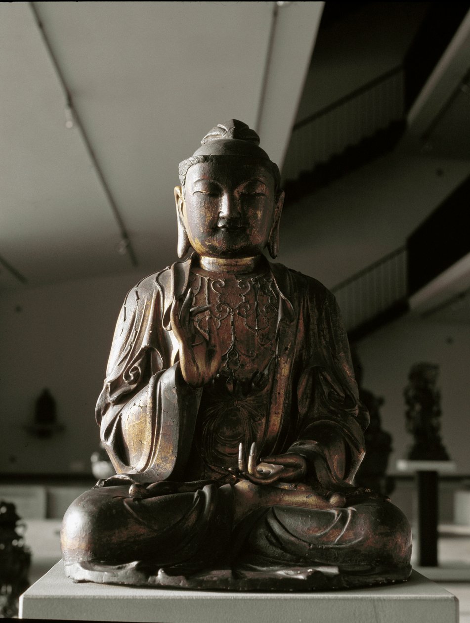 ललितासन की स्थिति में बैठे बुद्ध - मूर्तिकला, कामकुरा काल (1185-1333) द्वारा जापानी स्कूल