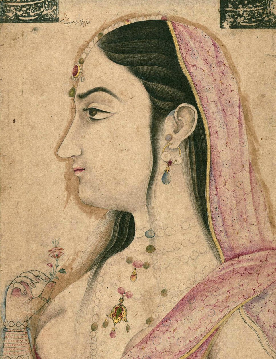 लाल कुंवर, 8 वें मुगल सम्राट जहाँदार शाह (1125 AH - AD 1713 का निधन) के पसंदीदा, मुग़ल मिनिएचर (स्याही, पेंट और सोने के साथ पेपरबोर्ड पर चढ़ा हुआ) द्वारा स्कूल मुगल