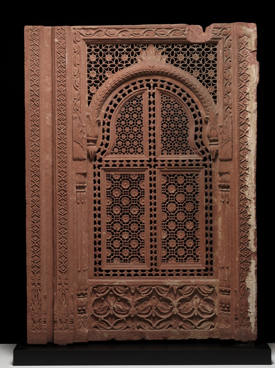 जोड़ी स्क्रीन की जोड़ी, c.18 वीं सदी (बलुआ पत्थर) द्वारा स्कूल मुगल