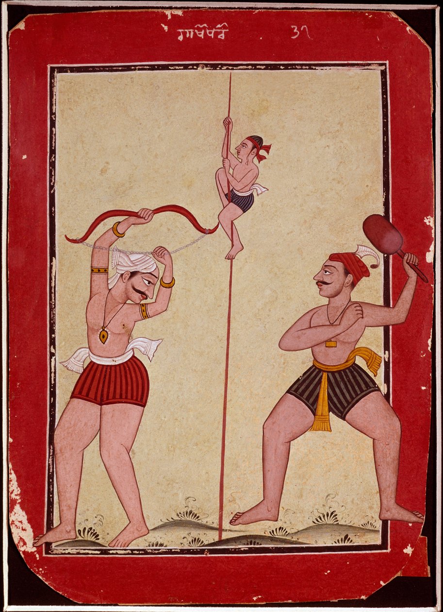 प्रशिक्षण के दौरान तीन एथलीट (रस्सी, तीरंदाजी और स्नोशूइंग खेल) (लघु द्वारा स्कूल मुगल