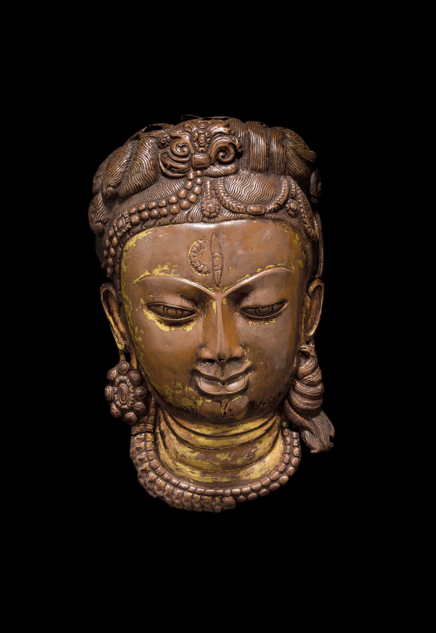 शिव अर्धनारीश्वर का खोटा मुखौटा, सी। 11 वीं सदी (तांबा) द्वारा स्कूल नेपाली