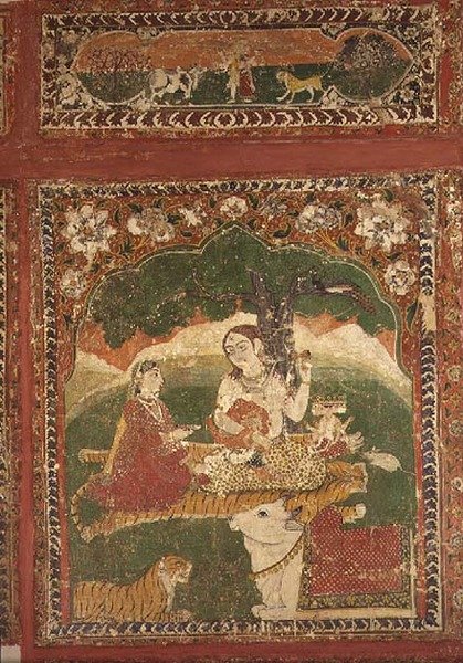 शिव का परिवार, 'रंग महल चंबा' से, चंबा, हिमाचल प्रदेश द्वारा स्कूल पहाड़ी