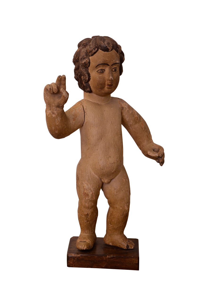 क्राइस्ट चाइल्ड की नक्काशीदार लकड़ी की मूर्ति, c.1800 (लकड़ी) द्वारा स्कूल पुर्तगाली