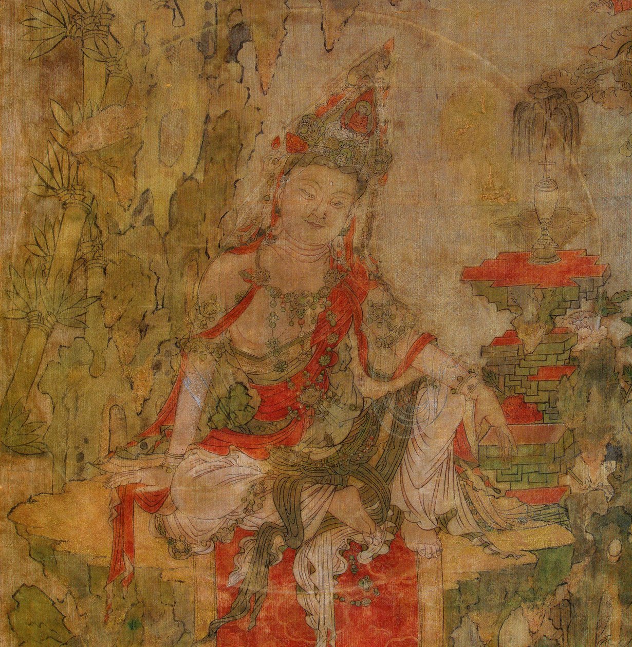 तिब्बती संस्कृति: जल और चंद्रमा कुआन-यिन (गुआनिन)। रेशम पर तापमान, आकार: 101,5x59,5, 12वीं सदी की शुरुआत, स्टेट हर्मिटेज, सेंट पीटर्सबर्ग द्वारा स्कूल तिब्बती