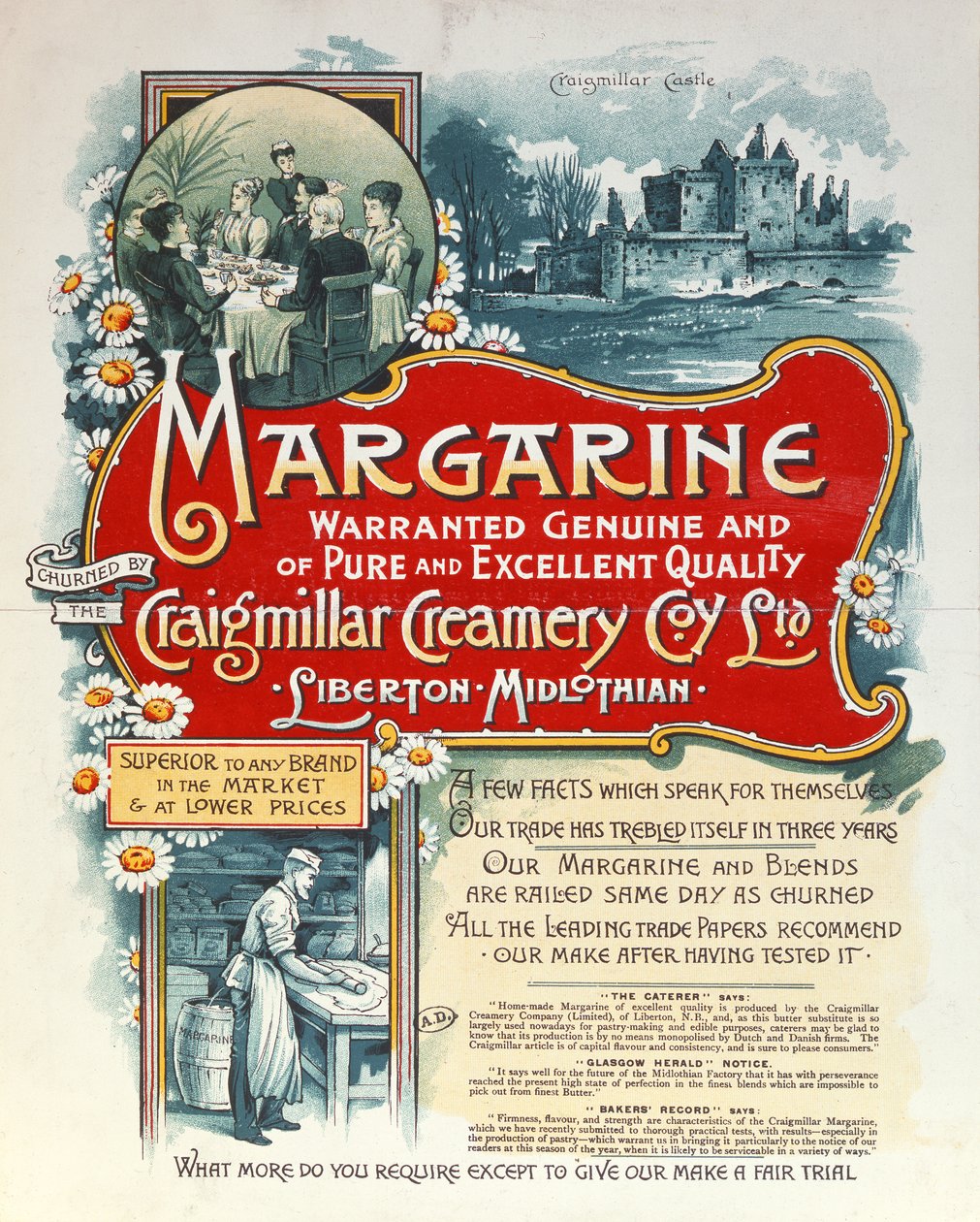 Craigmillar Creamery द्वारा निर्मित मार्जरीन के लिए विज्ञापन द्वारा स्कॉटिश स्कूल
