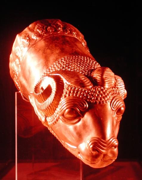 म्यूफ्लोंस हेड (गोल्ड) के आकार में Rhyton द्वारा स्काइथियन