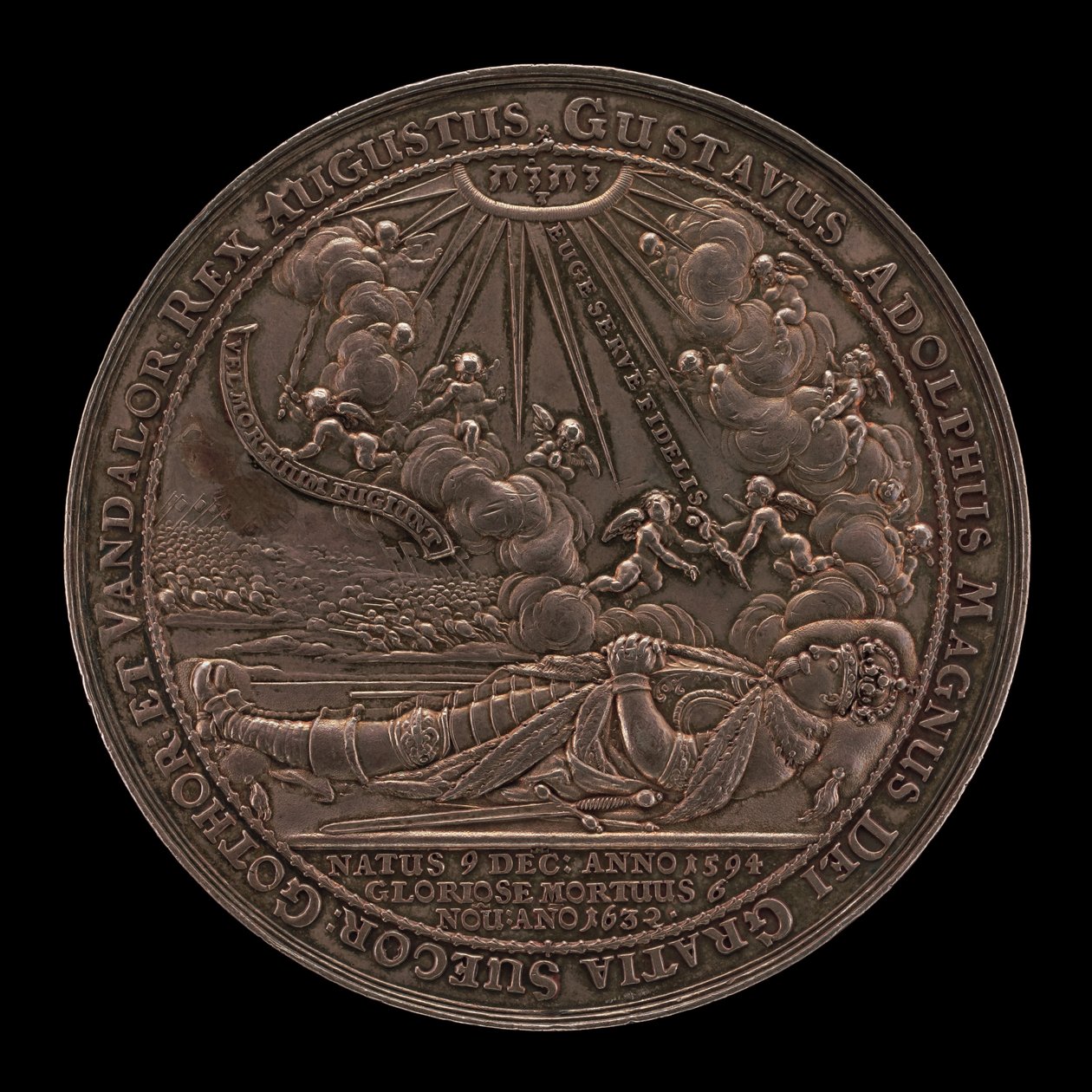गुस्तावस द्वितीय एडोल्फस की मृत्यु, 1594-1632, स्वीडन के राजा 1611 [सामने], 1634। द्वारा सेबस्टियन डैडलर