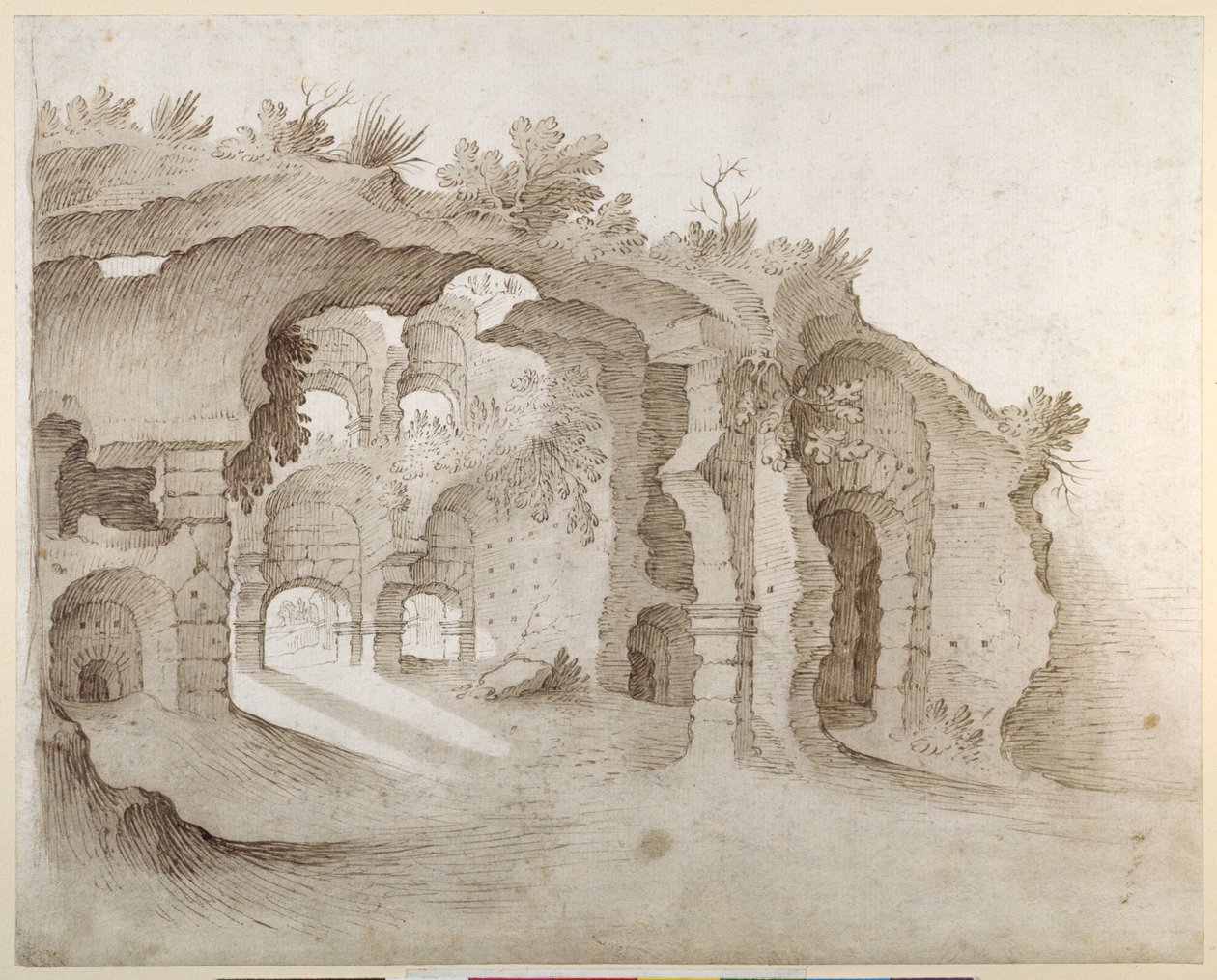 कालीज़ीयम में प्रवेश (कागज पर धोने के साथ कलम और स्याही) द्वारा सेबस्टियन व्रंक्स