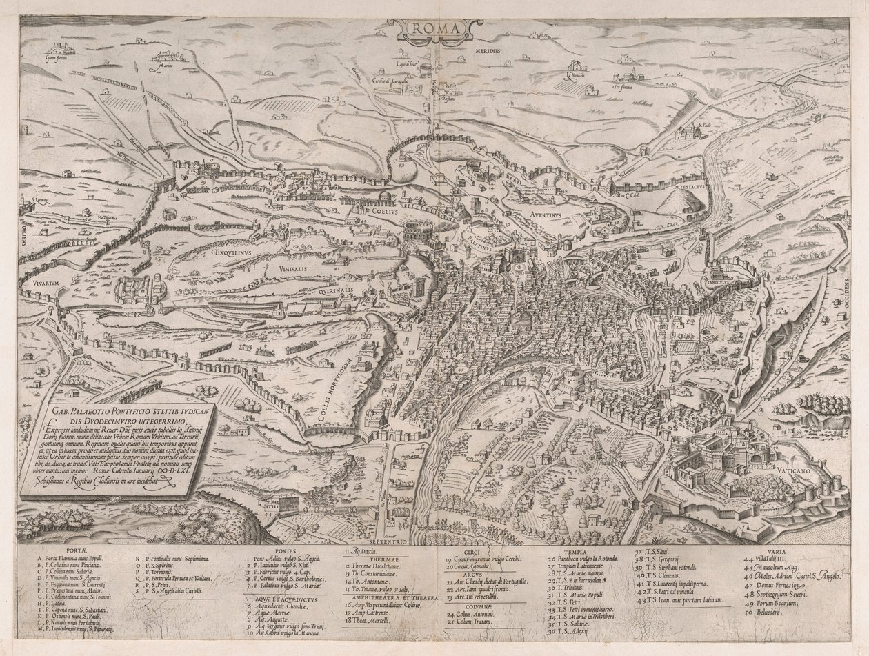 रोमन भव्यता का दर्पण: उत्तर से रोम का दृश्य, 1561, 1561। द्वारा सेबस्टियानो डि रे