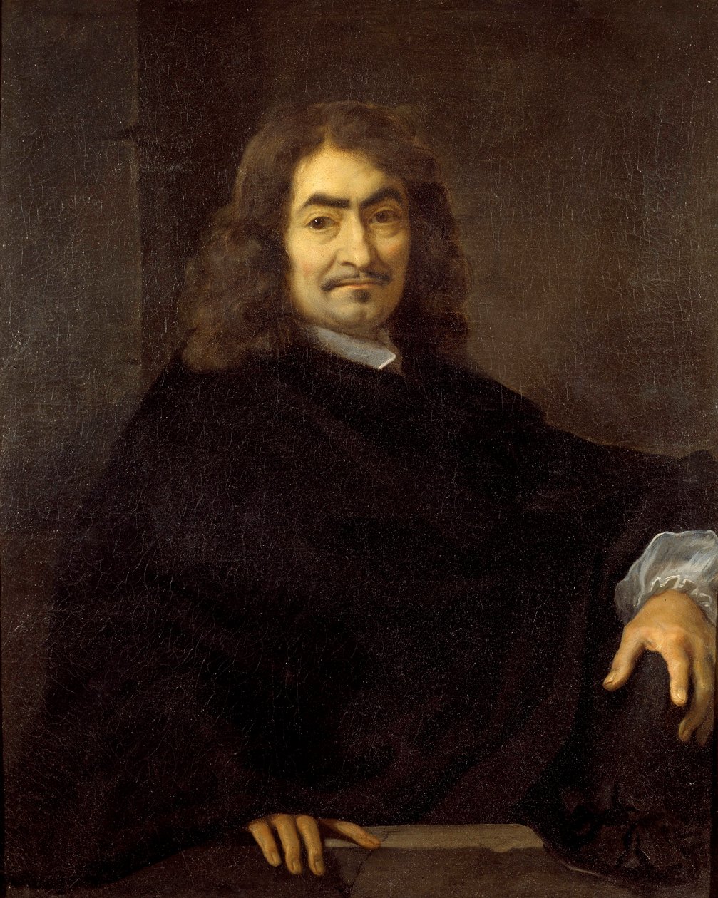दार्शनिक रेने डेसकार्टेस (1596-1650) का चित्रण सेबस्टियन बॉर्डन (1616-1671) 17 वीं शताब्दी के सूर्य द्वारा किया गया। 0,88x0,71 वर्ग मीटर द्वारा सेबस्टियन बोरडॉन