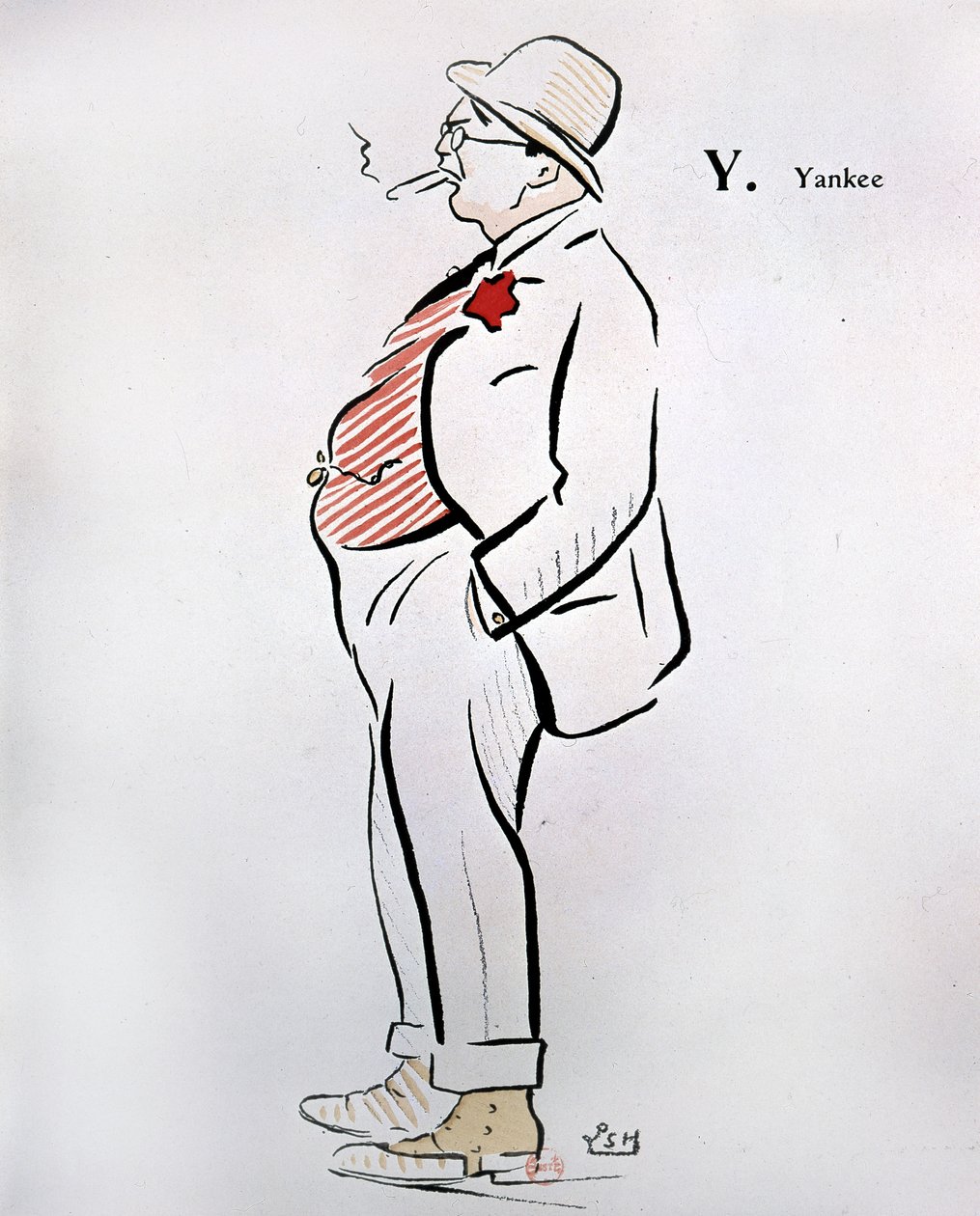 अमेरिकी का कार्टून "" अल्फाबेट डी सेम "" (1863 - 1934), वाई यांकी के रूप में, एनडी, 20 वीं शताब्दी। द्वारा Sem