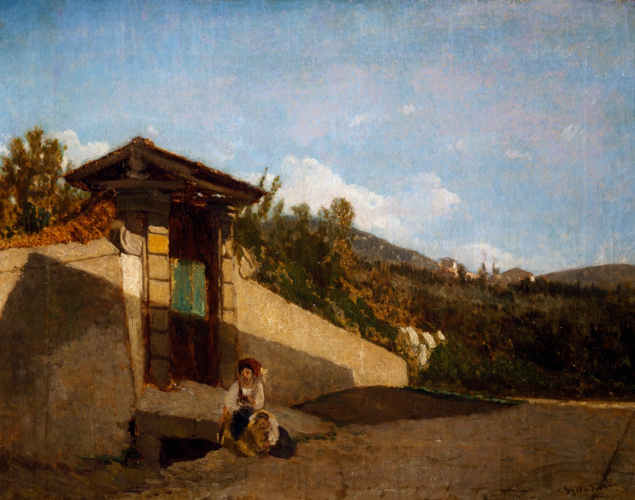 विला टोस्काना का पोर्टिको, c.1861 (कैनवास पर तेल) द्वारा सेराफिनो डी तिवोली
