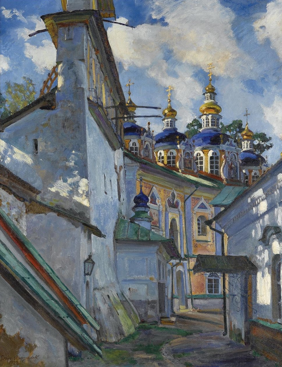 Pskovo-Pechersky Monastery का दृश्य, 1928 द्वारा सर्गेई अर्सनेविच विनोग्रादोव