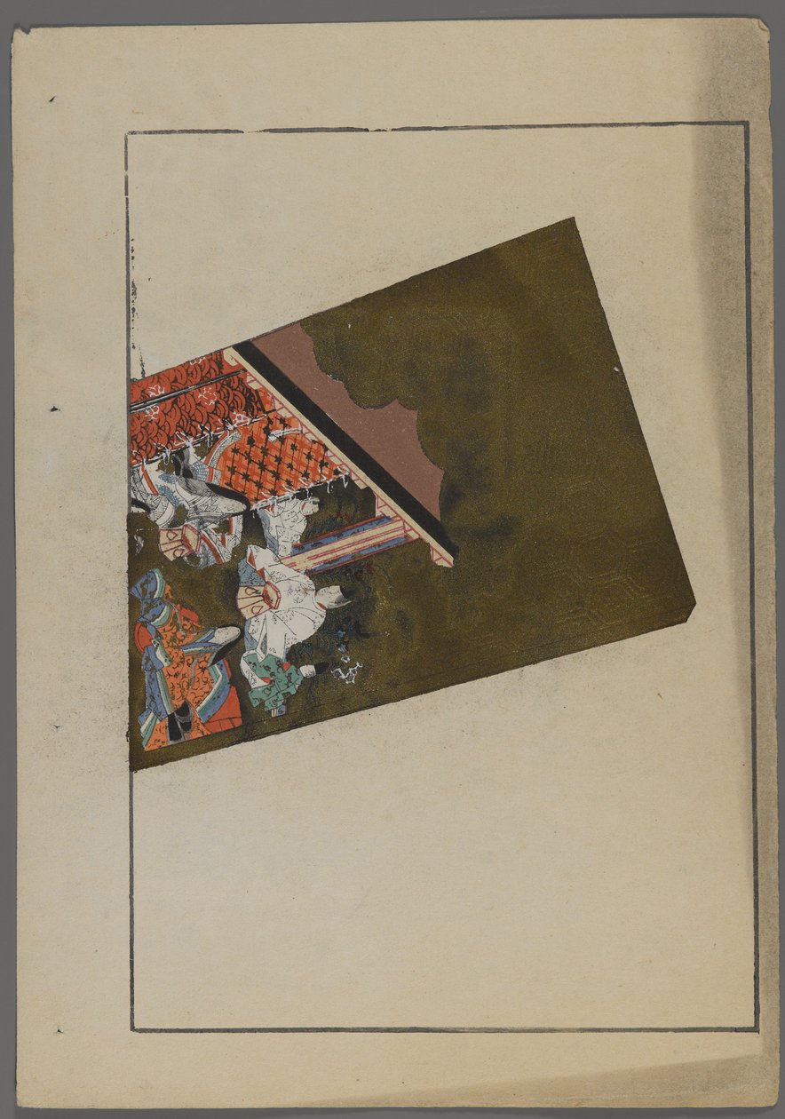 जापानी खिलौने, शिमिजू सेइफू द्वारा ऊना न तोमो (ए चिल्ड फ्रेंड्स) से, 1891-1923 बगीचे के दृश्य के साथ हेंत्सुकी पैडल। द्वारा शिमिज़ु सेफ़ु