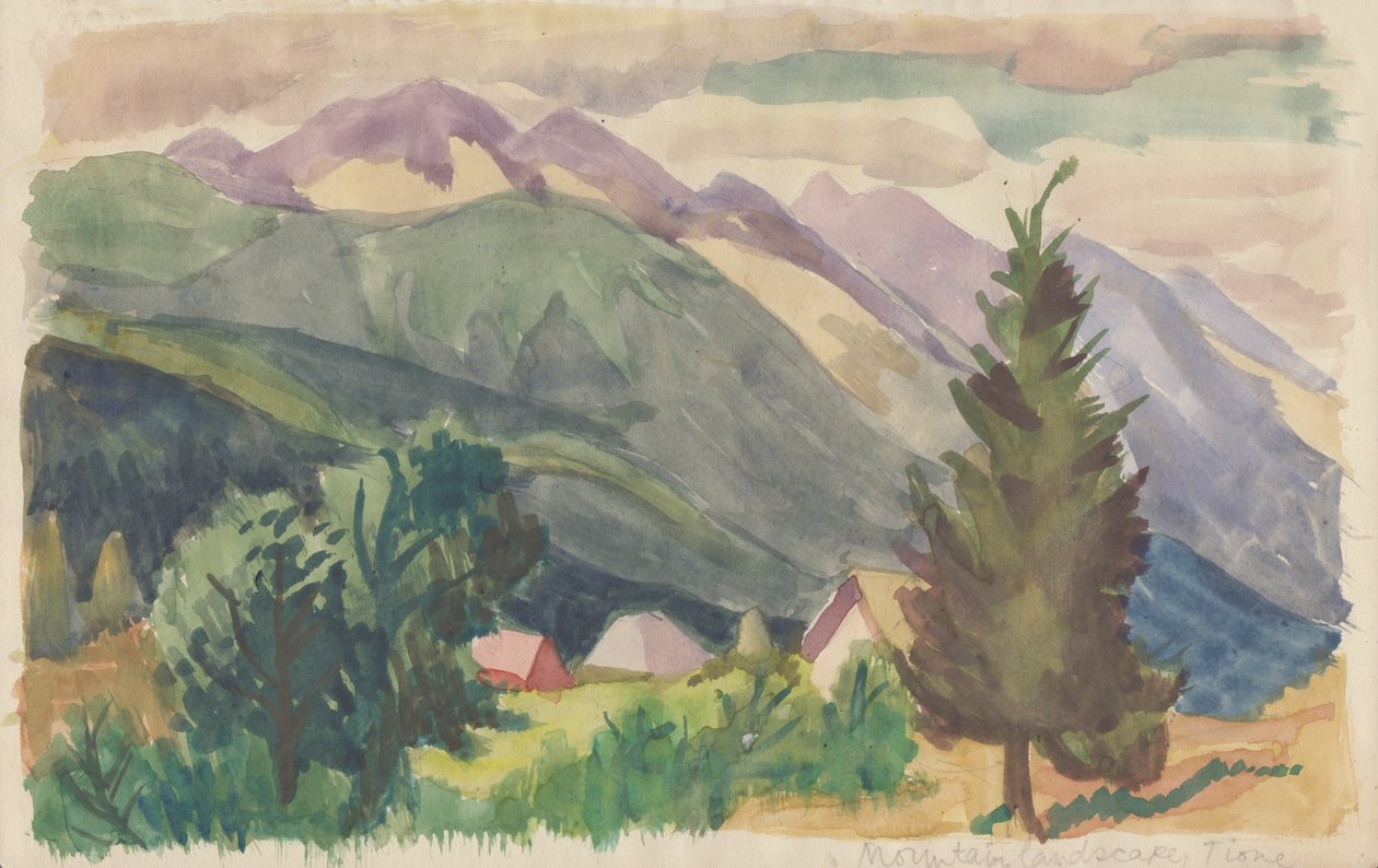 माउंटेन लैंडस्केप, Tione, c1950। द्वारा शर्ली मार्खम