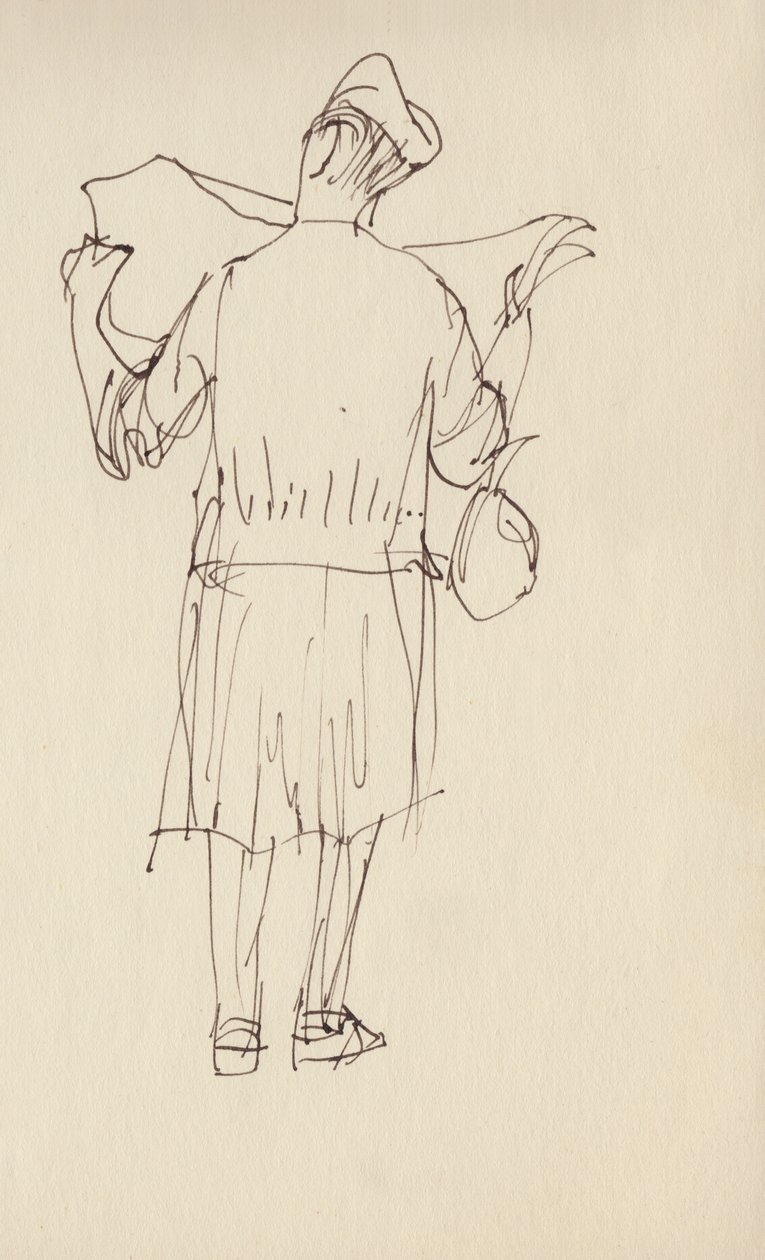 अखबार पढ़ती महिला, c1950। द्वारा शर्ली मार्खम
