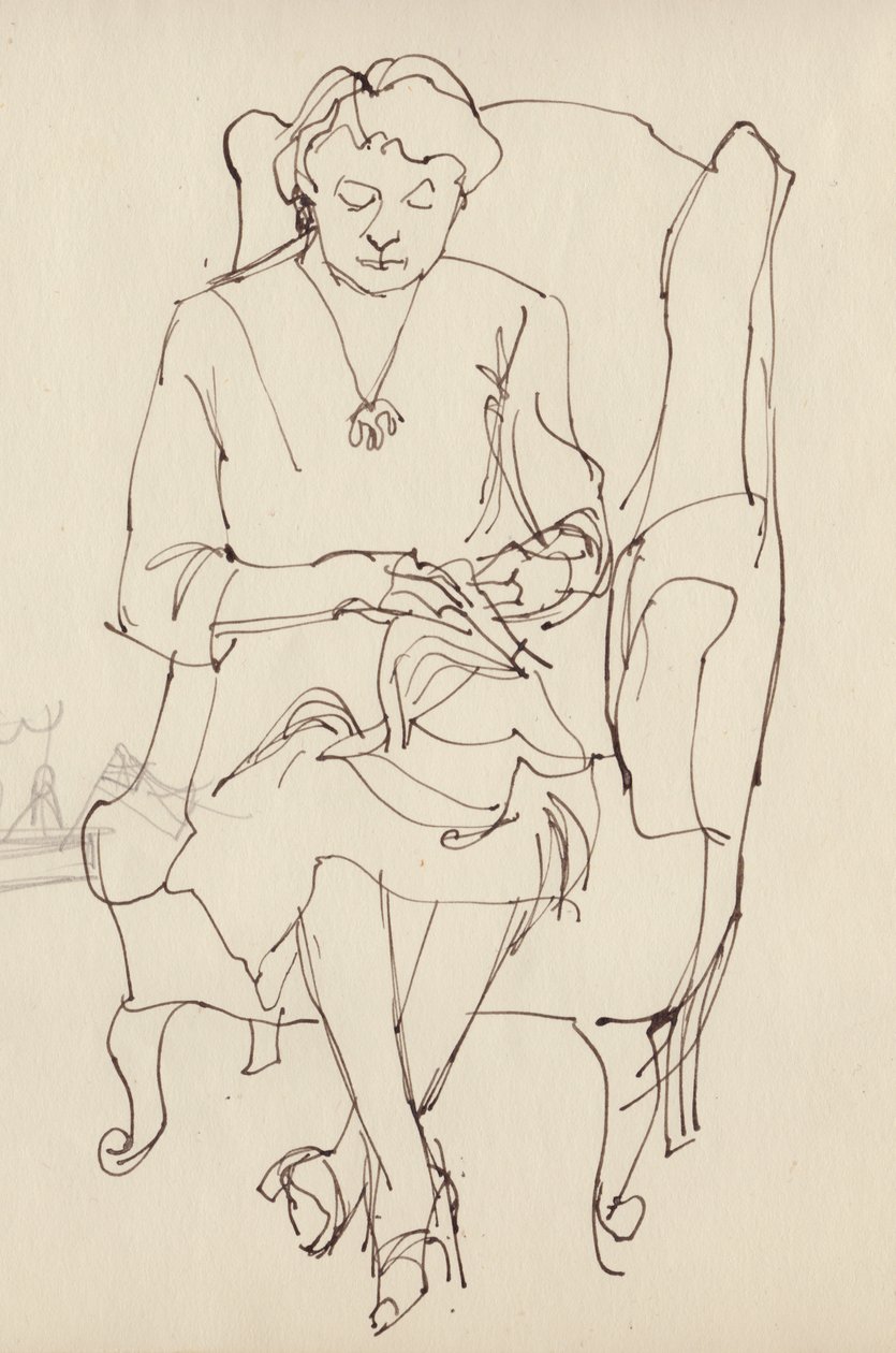 महिला सिलाई, c1950। द्वारा शर्ली मार्खम