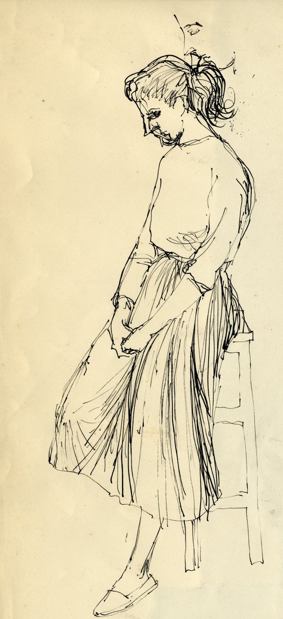 स्टूल पर बैठी महिला, c1950। द्वारा शर्ली मार्खम