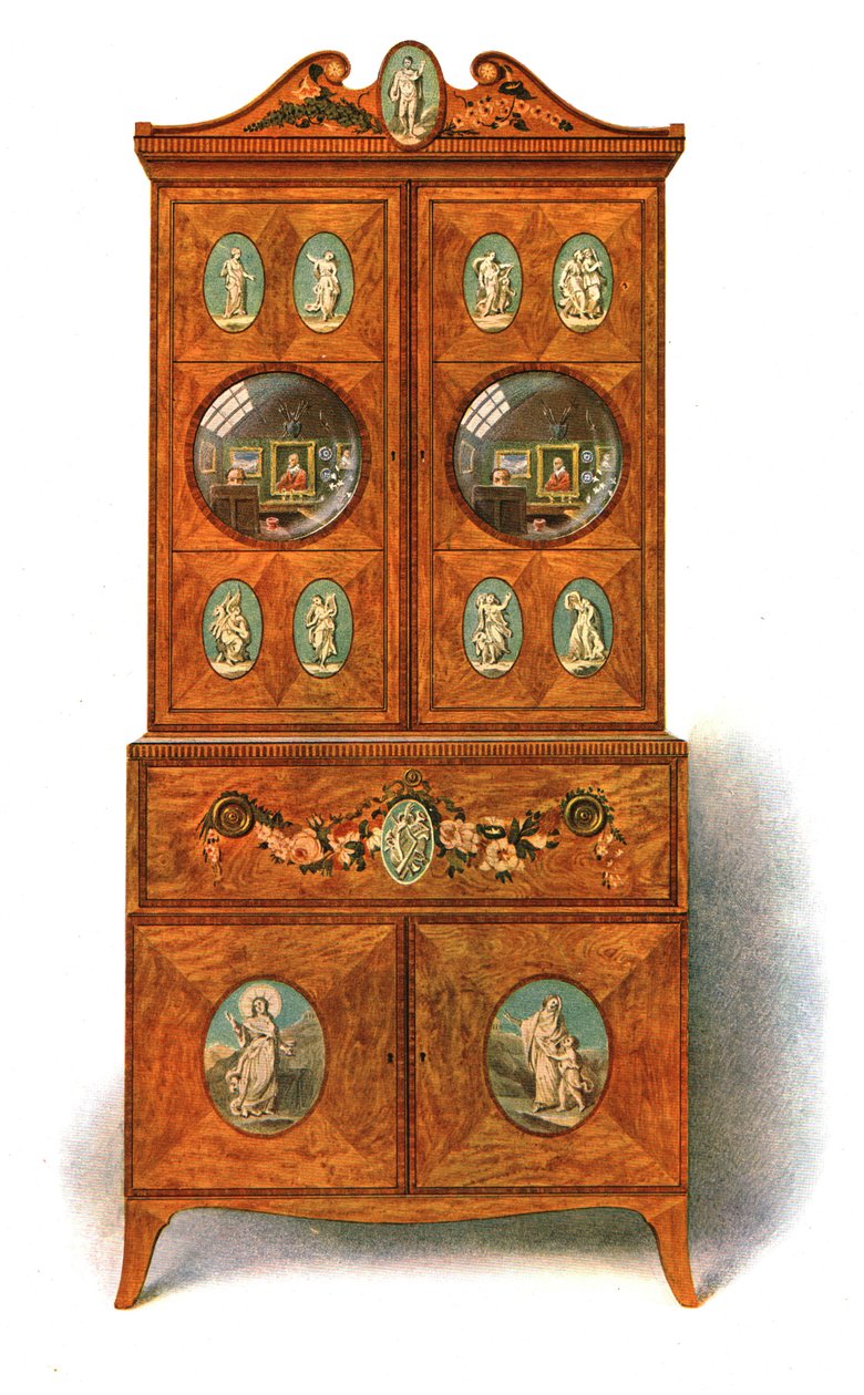 चित्रित साटन-लकड़ी लेखन-मंत्रिमंडल, 1908। द्वारा शर्ली चार्ल्स लेवेलिन स्लोकॉम्बे